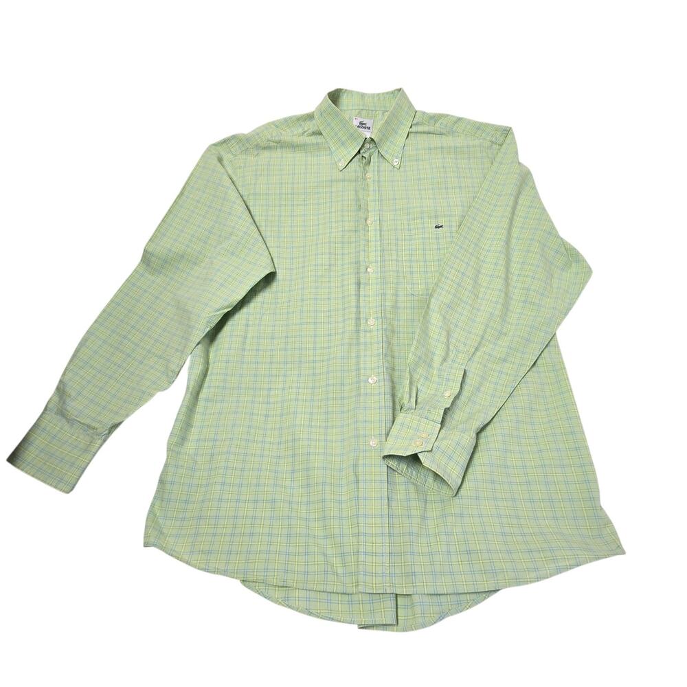 Lacoste Men's Dress Shirt Size 44 Or XL Long Sleeves Button Down Multi-color